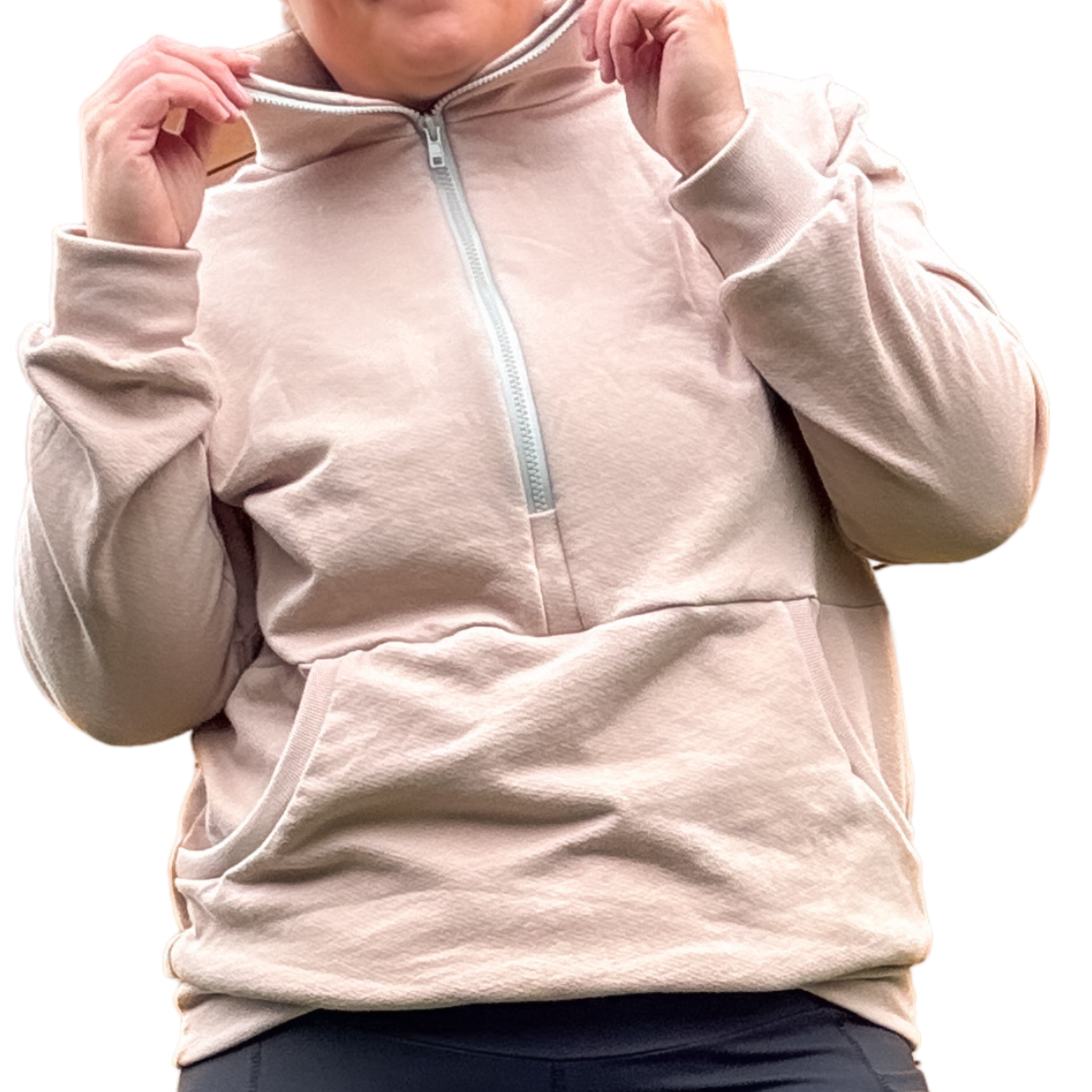 collar pullover zip up with pockets