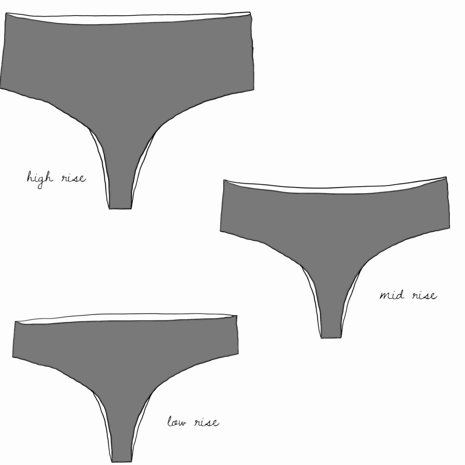 No Show THONG Undies {3 Rises} - colour options available