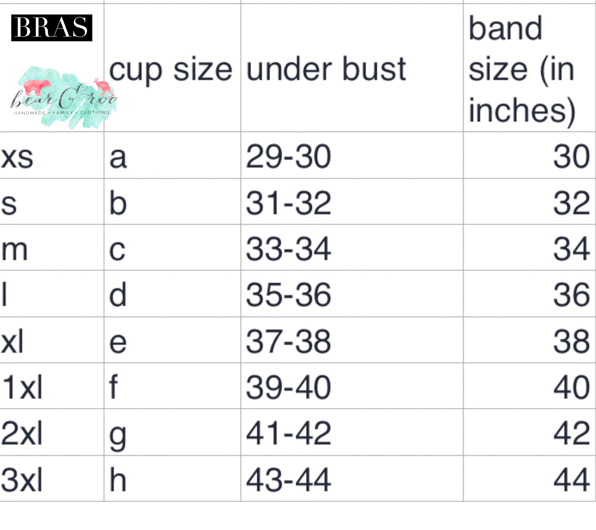 sports bra size chart full bust under bust full bust