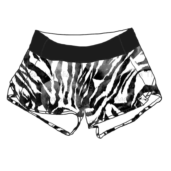 Monochrome Zebra STRETCH WOVEN - Mile Shorts