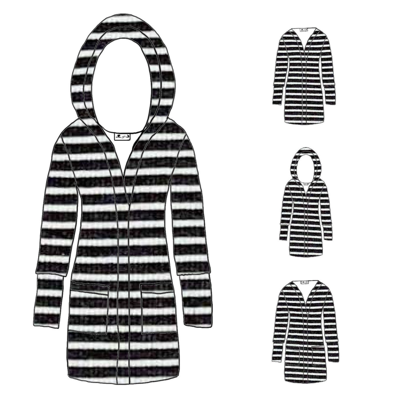 BR Basic Stripes RIB KNIT - Ladies' Grandpa Cardi