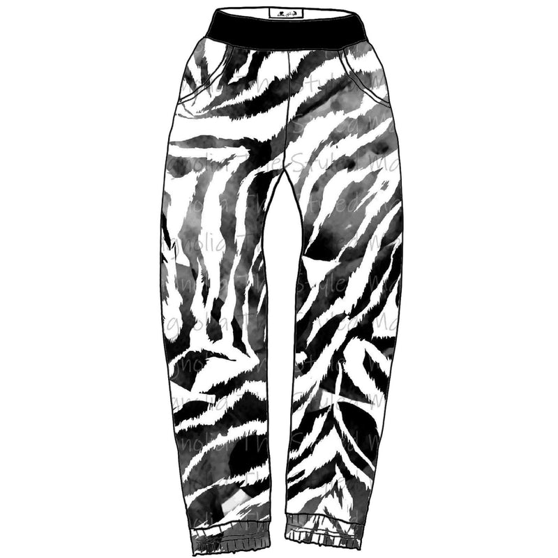 Monochrome Zebra STRETCH WOVEN - Lakeshore Bottoms