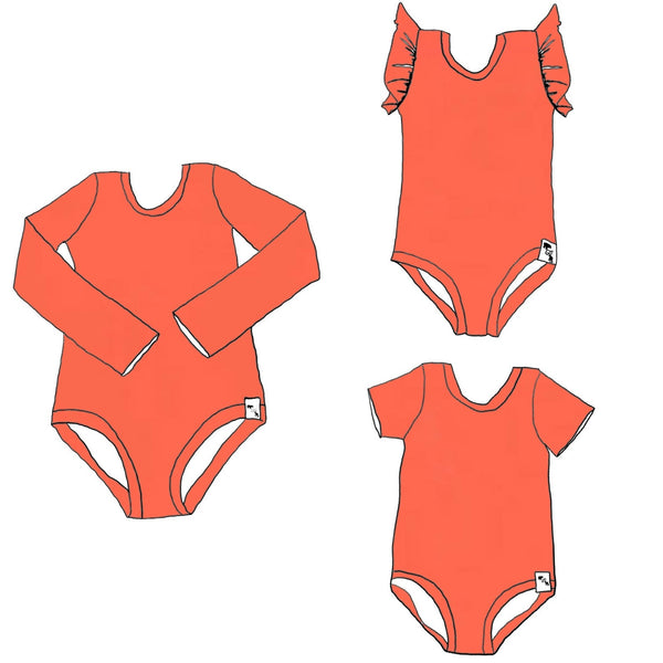 Vivid Coral YOGA - Body Suit {4 sleeve lengths}