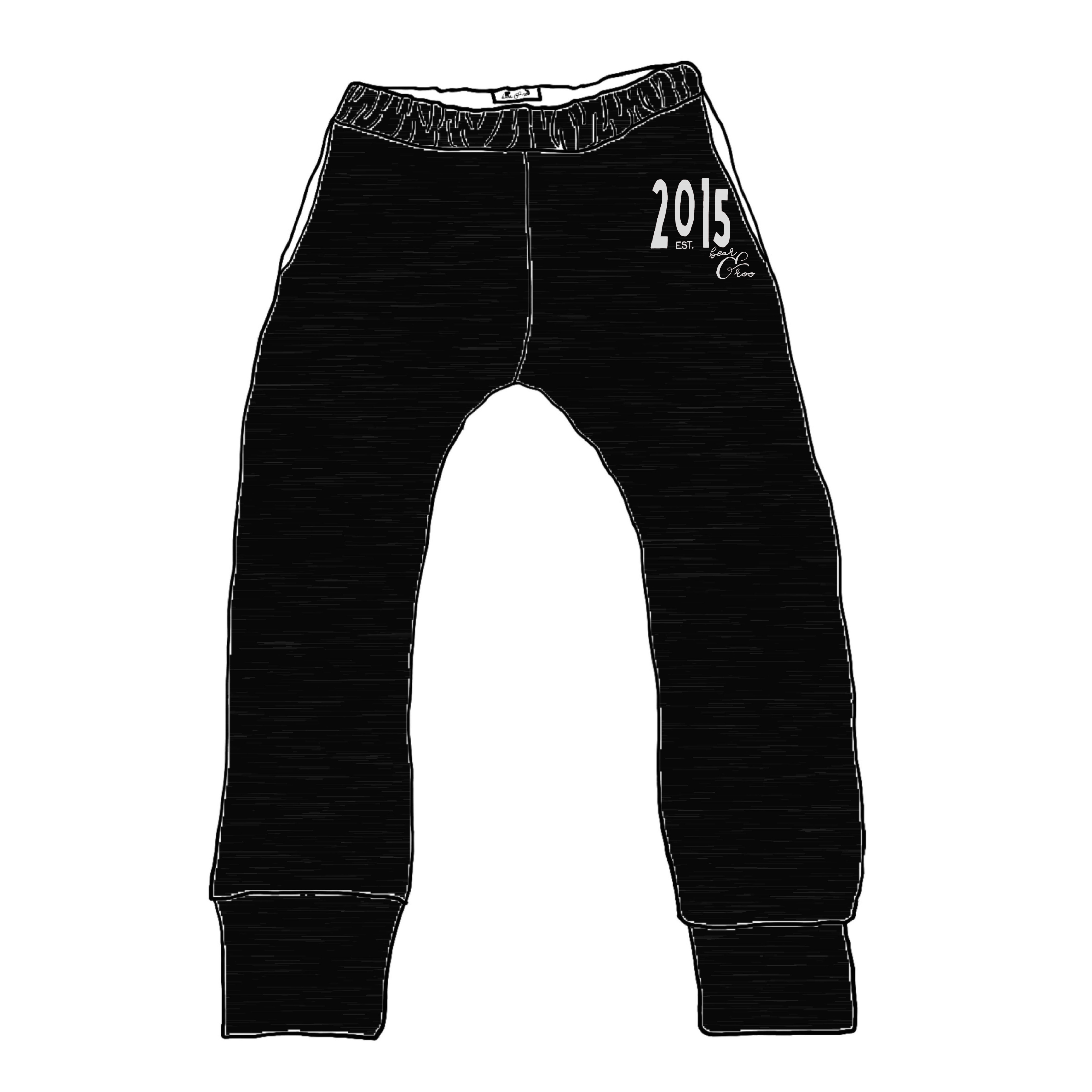 Lil Anniversary Chill Bottoms - BLACK ORGANIC FRENCH TERRY